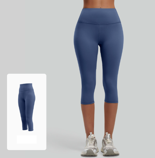 Women's High Waist 7/8 Length Fitness Leggings, Stretchy Hip Lifting Yoga Pants, Tight Peach Butt Sports Trousers