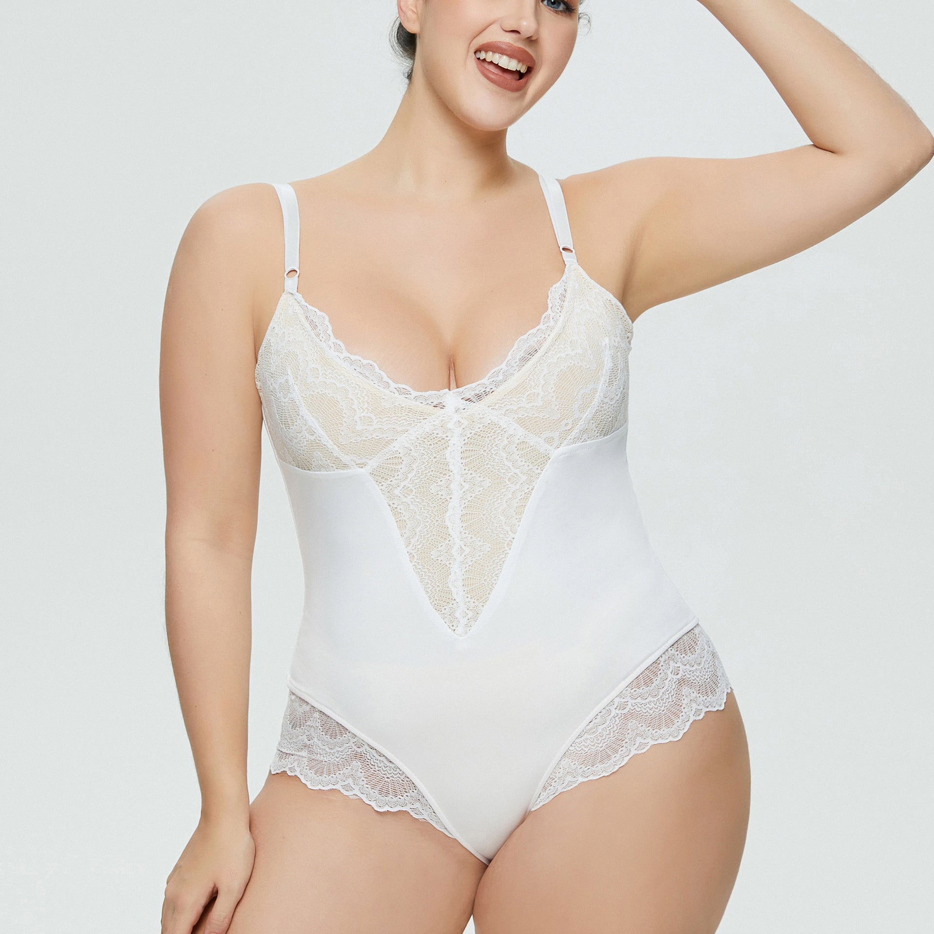 Women's Bodysuit Plus Size Sexy Lingerie Lace Stitching Sexy Thong Suspenders Jumpsuit 3 Colors