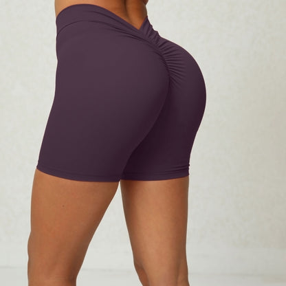 Back Waist Deep V-shaped Wrinkle Tight Hip Peach Hip Fitness Shorts 15 Colors
