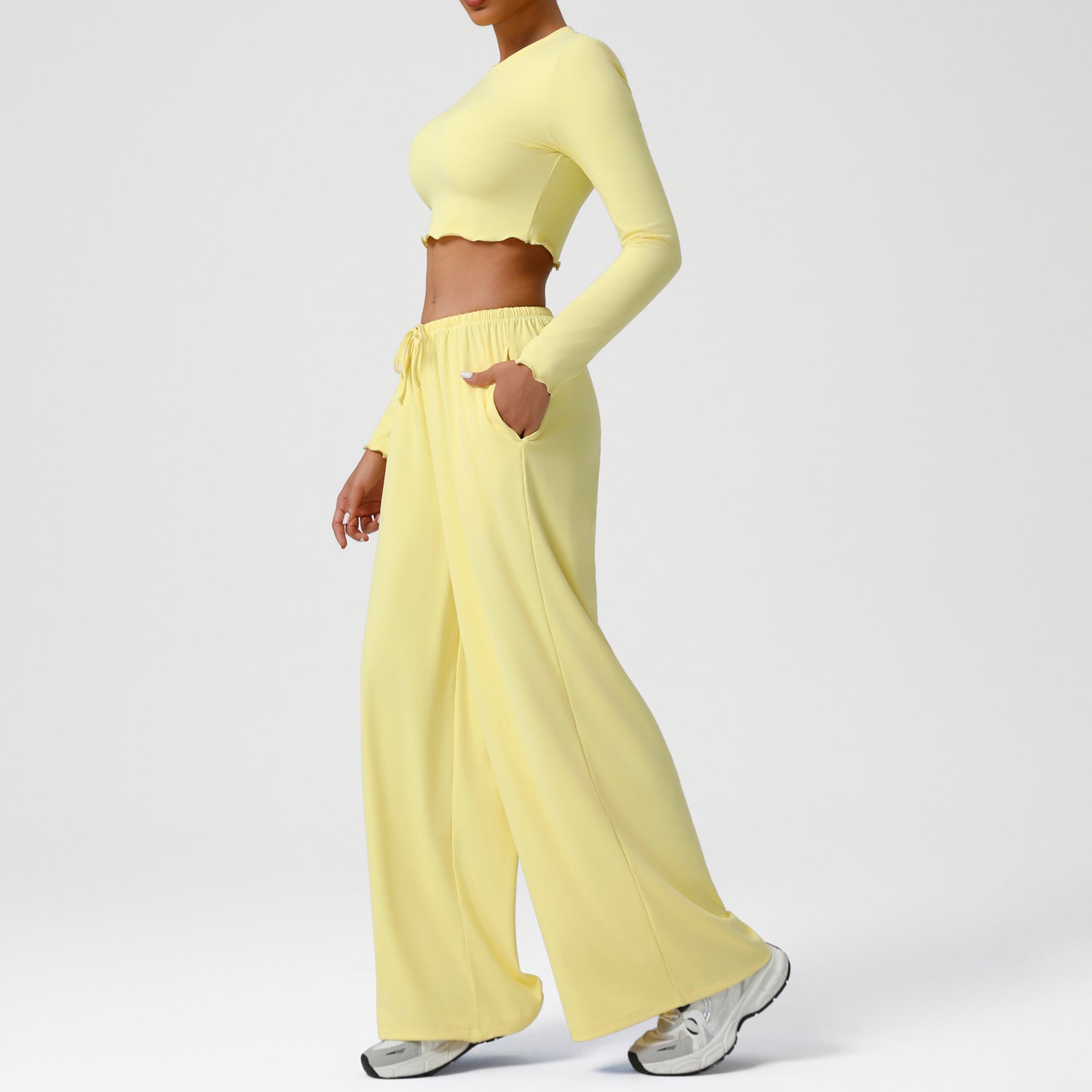 New style suit dance movement loose droop feeling wide leg pants yoga suit slim long sleeve jacket fitness suit