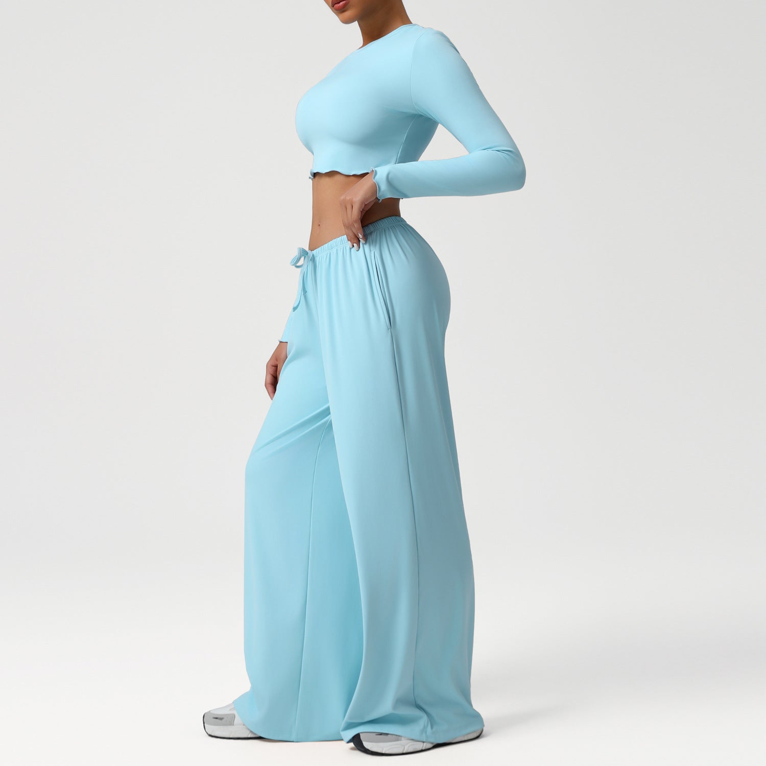 New style suit dance movement loose droop feeling wide leg pants yoga suit slim long sleeve jacket fitness suit