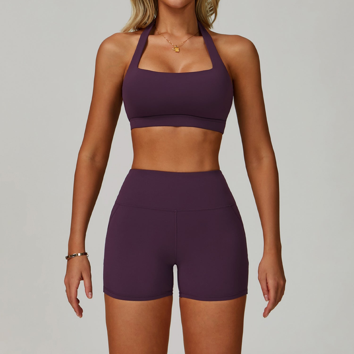 Backless yoga suit neck tight quick dry fitness suit high intensity exercise suit 3091