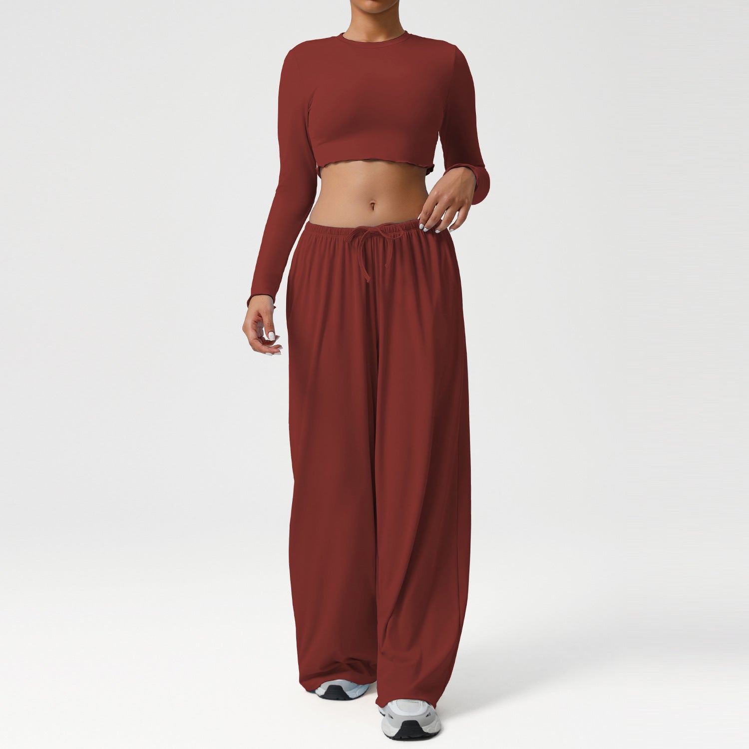 New style suit dance movement loose droop feeling wide leg pants yoga suit slim long sleeve jacket fitness suit