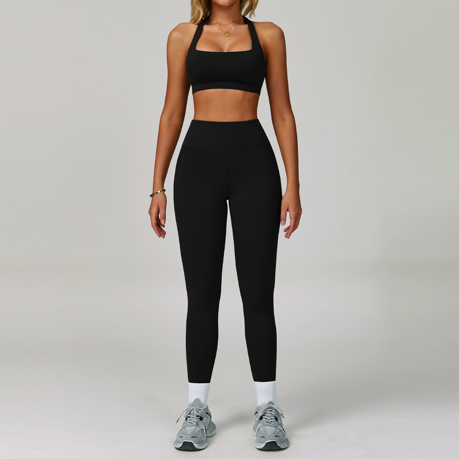 Backless yoga suit neck tight quick dry fitness suit high intensity exercise suit 3091