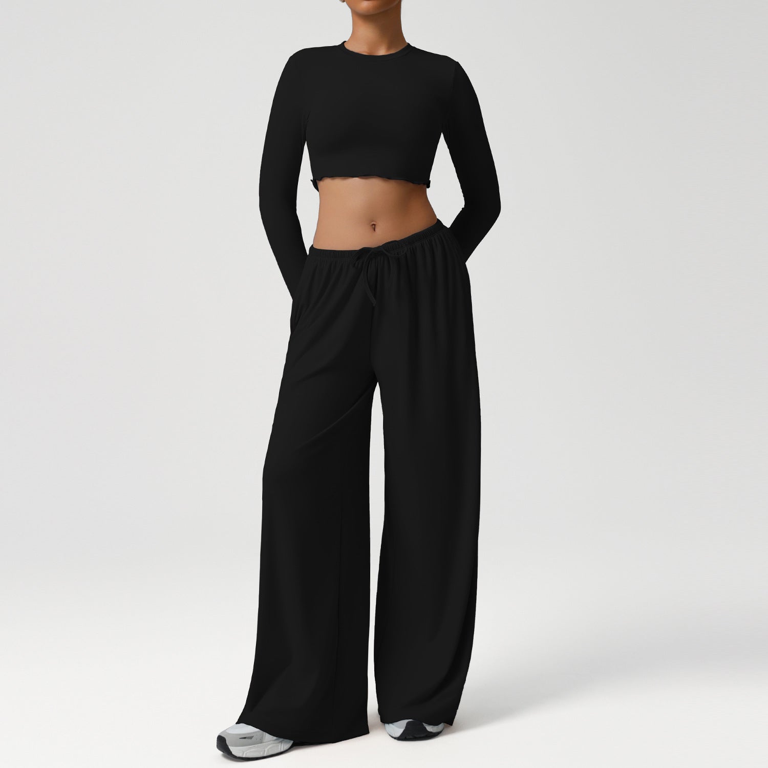 New style suit dance movement loose droop feeling wide leg pants yoga suit slim long sleeve jacket fitness suit