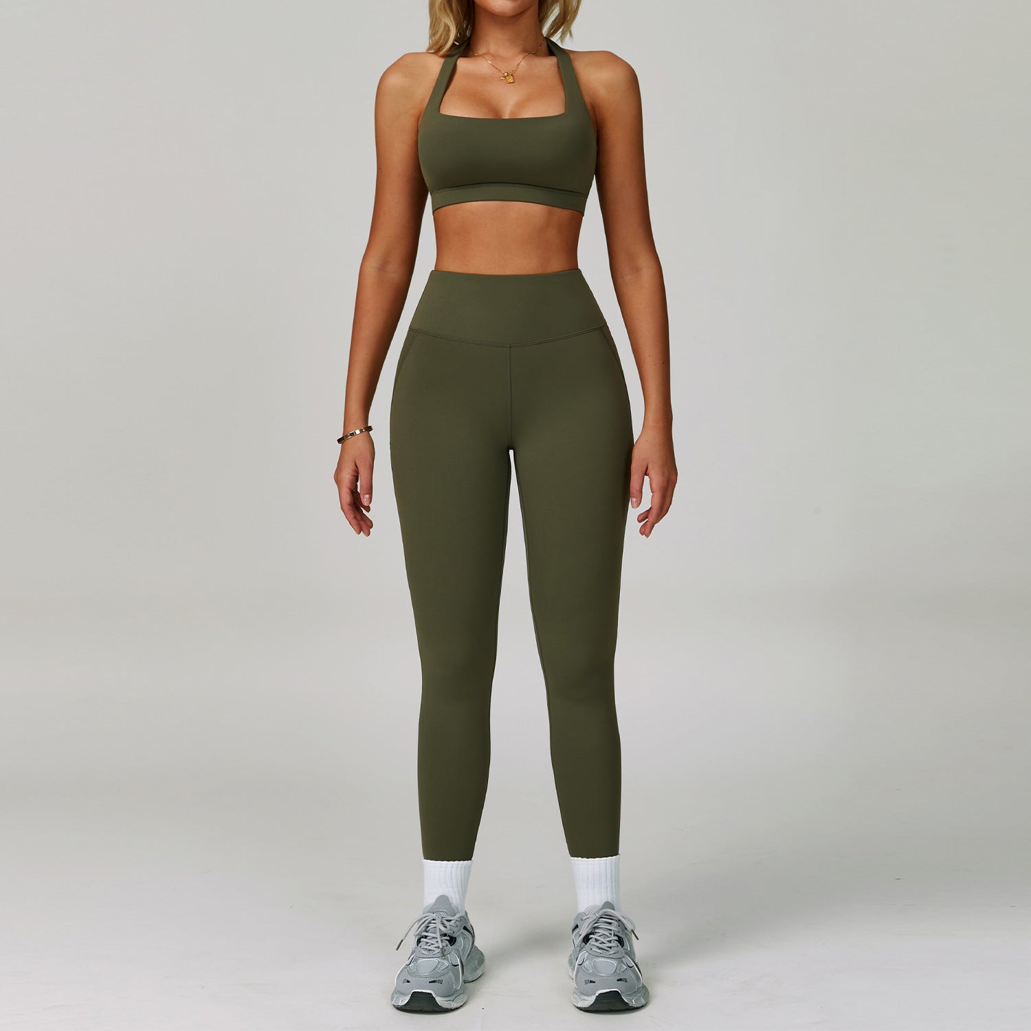 Backless yoga suit neck tight quick dry fitness suit high intensity exercise suit 3091