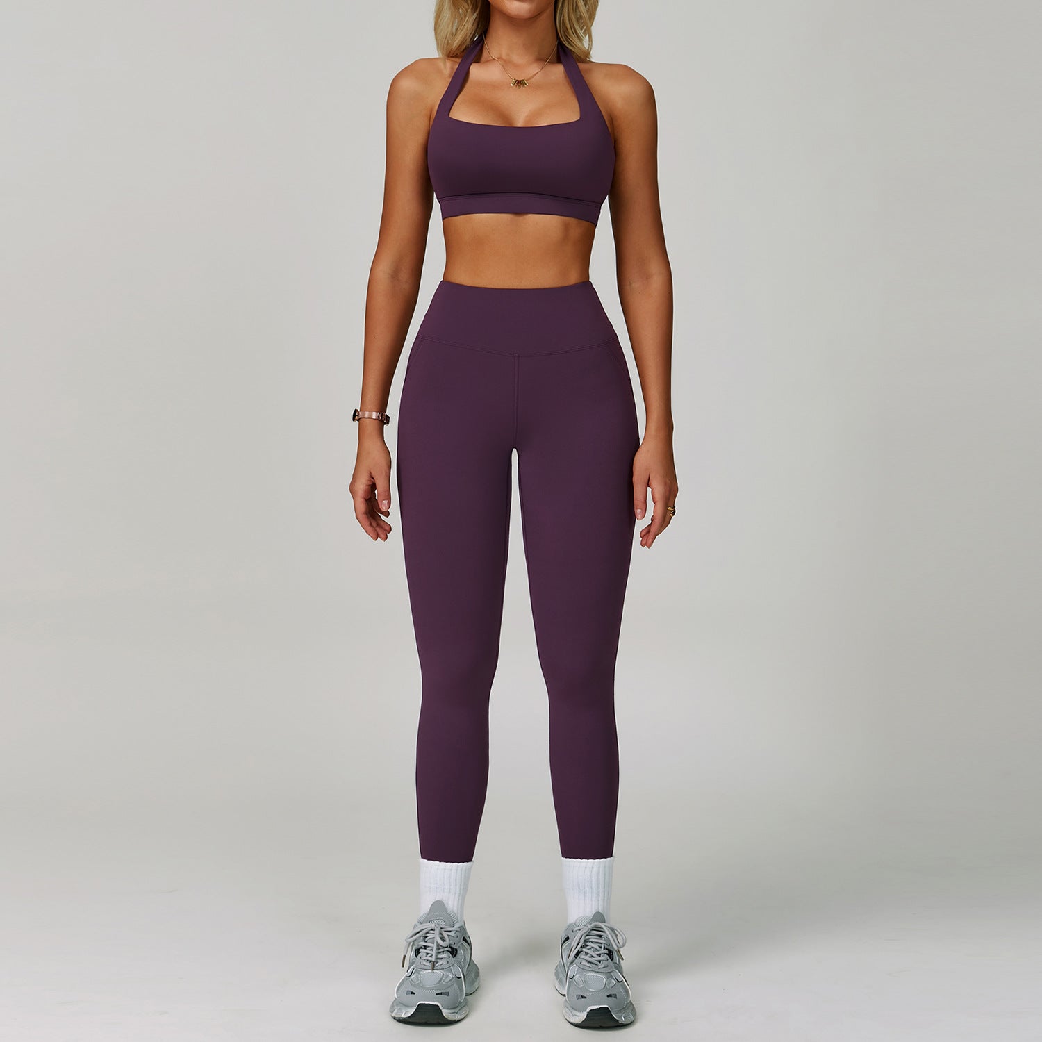 Backless yoga suit neck tight quick dry fitness suit high intensity exercise suit 3091