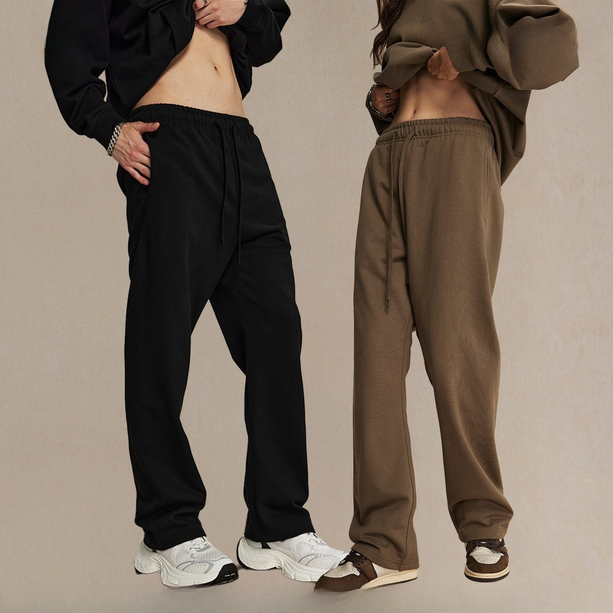 430g straight wool circle solid color pants loose sport