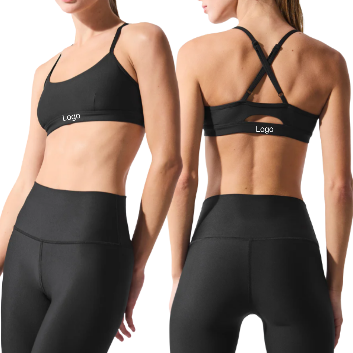 Pearlescent nude breathable high-waisted hip lift yoga set