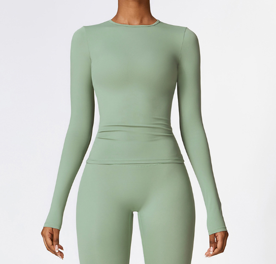 Winter brushed long-sleeved yoga wear, high-intensity fitness wear,running top 8519