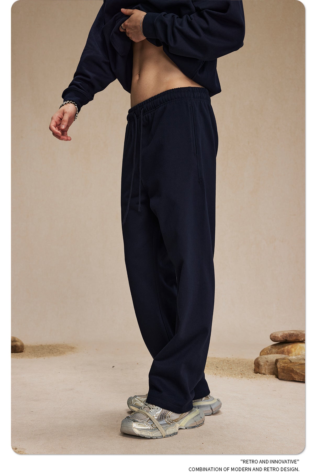 430g straight wool circle solid color pants loose sport