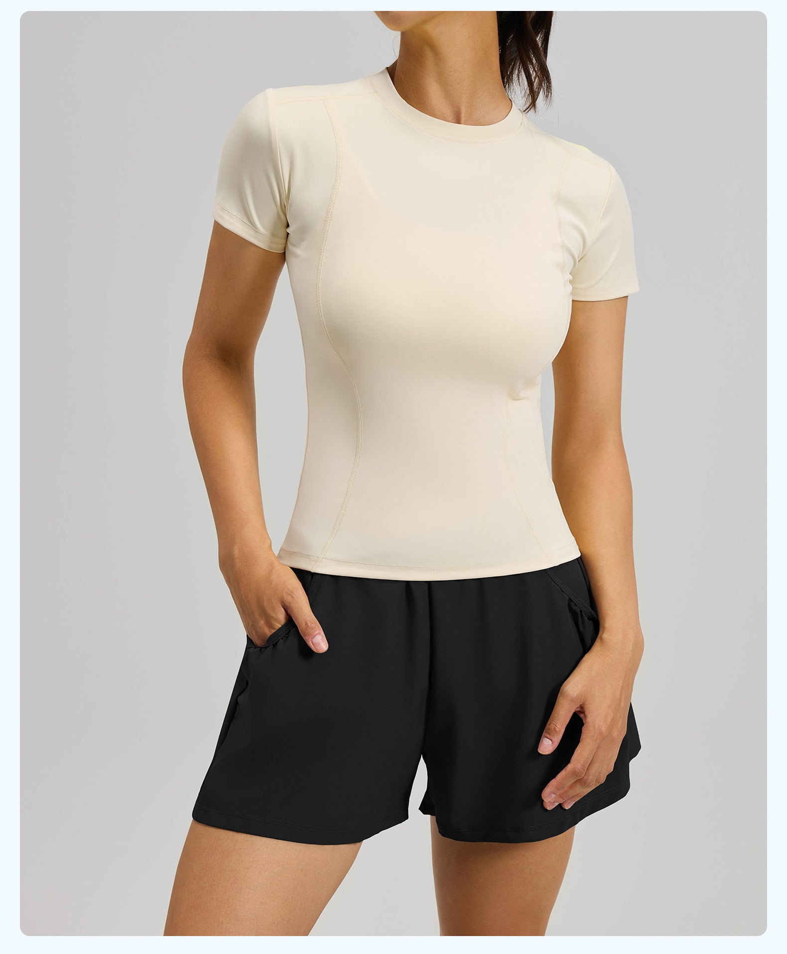 Solid color sports suit high waist tight running hip yoga fitness suit female
