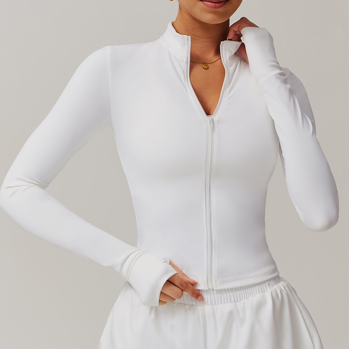 Yoga running exercise fitness suit long sleeve top pocket speed dry yoga shorts