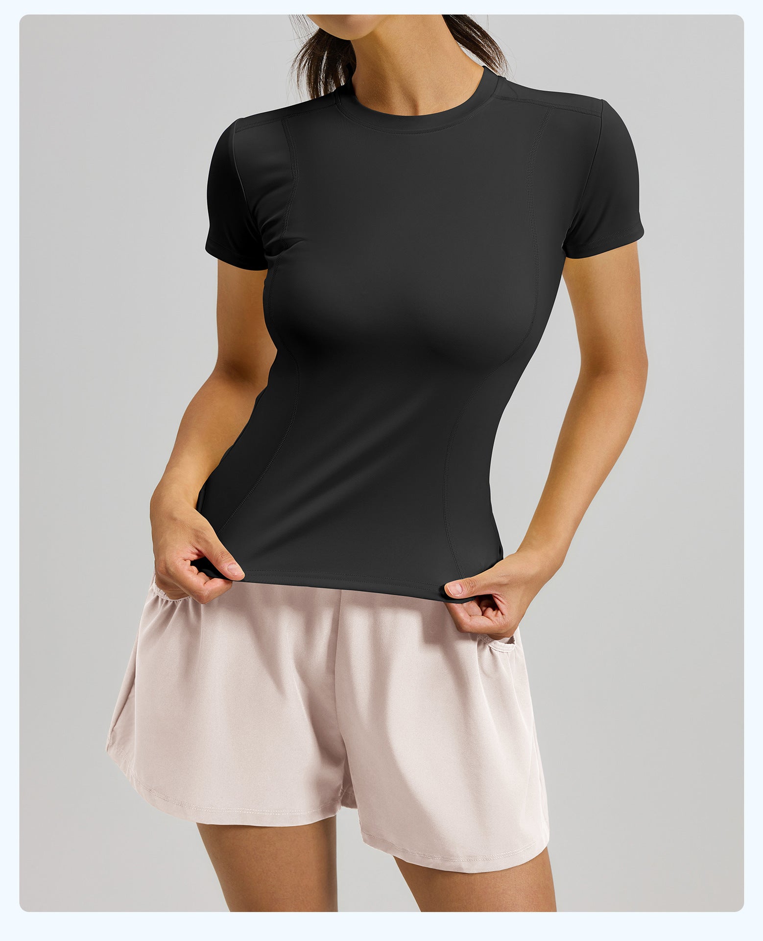 Solid color sports suit high waist tight running hip yoga fitness suit female