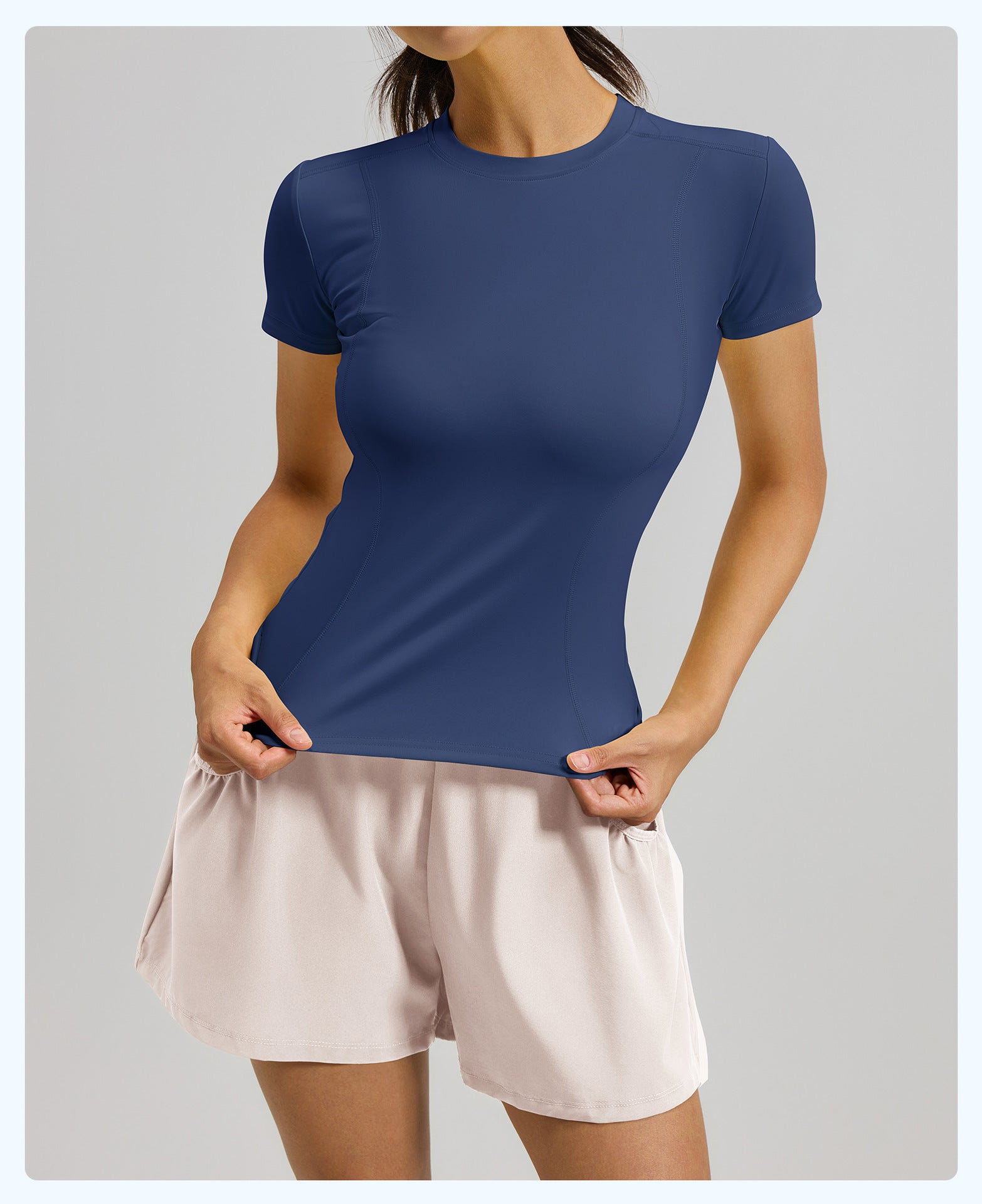 Solid color sports suit high waist tight running hip yoga fitness suit female