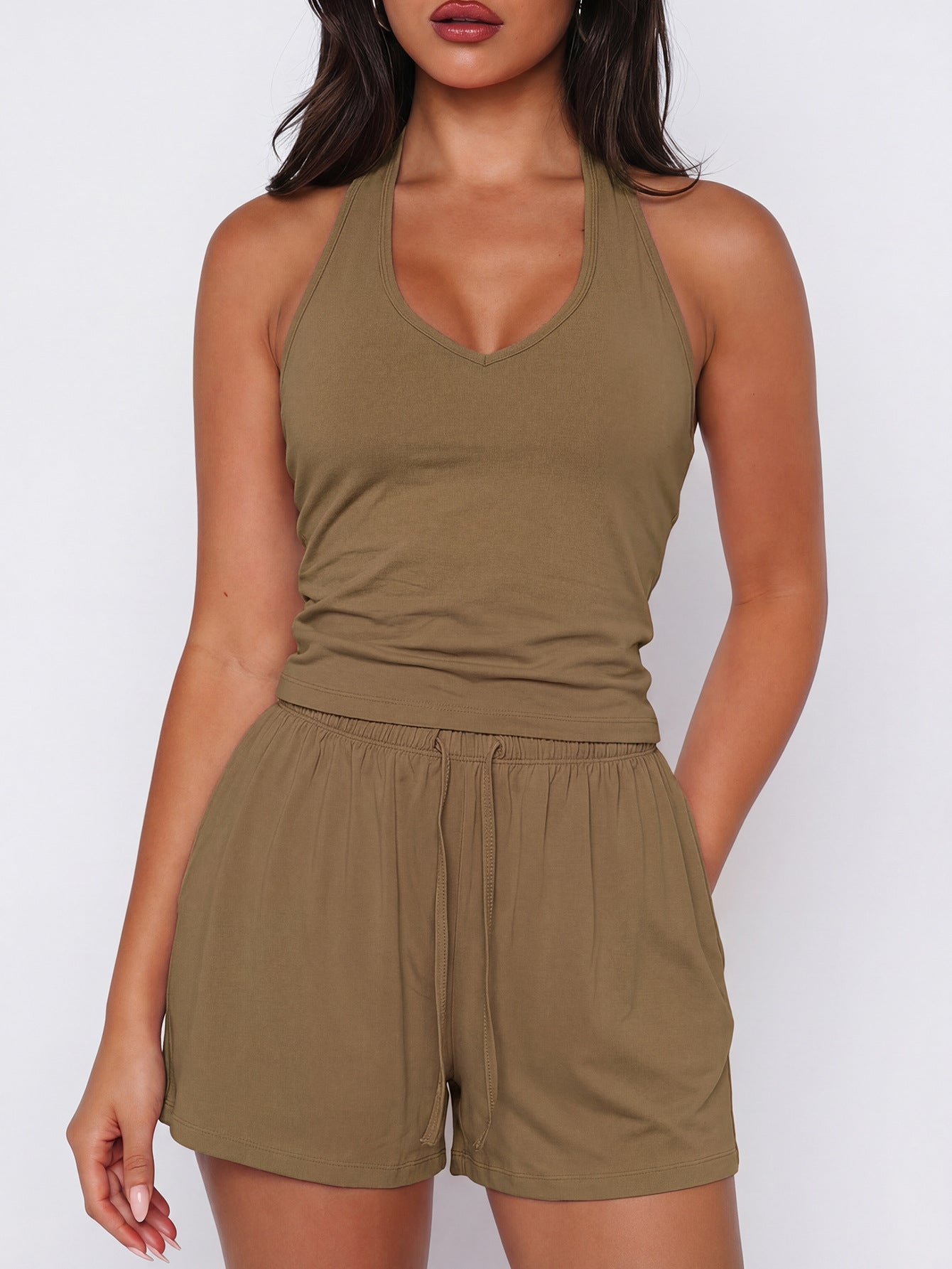 Women's Backless Cami Yoga Set Casual Running Fitness Wear