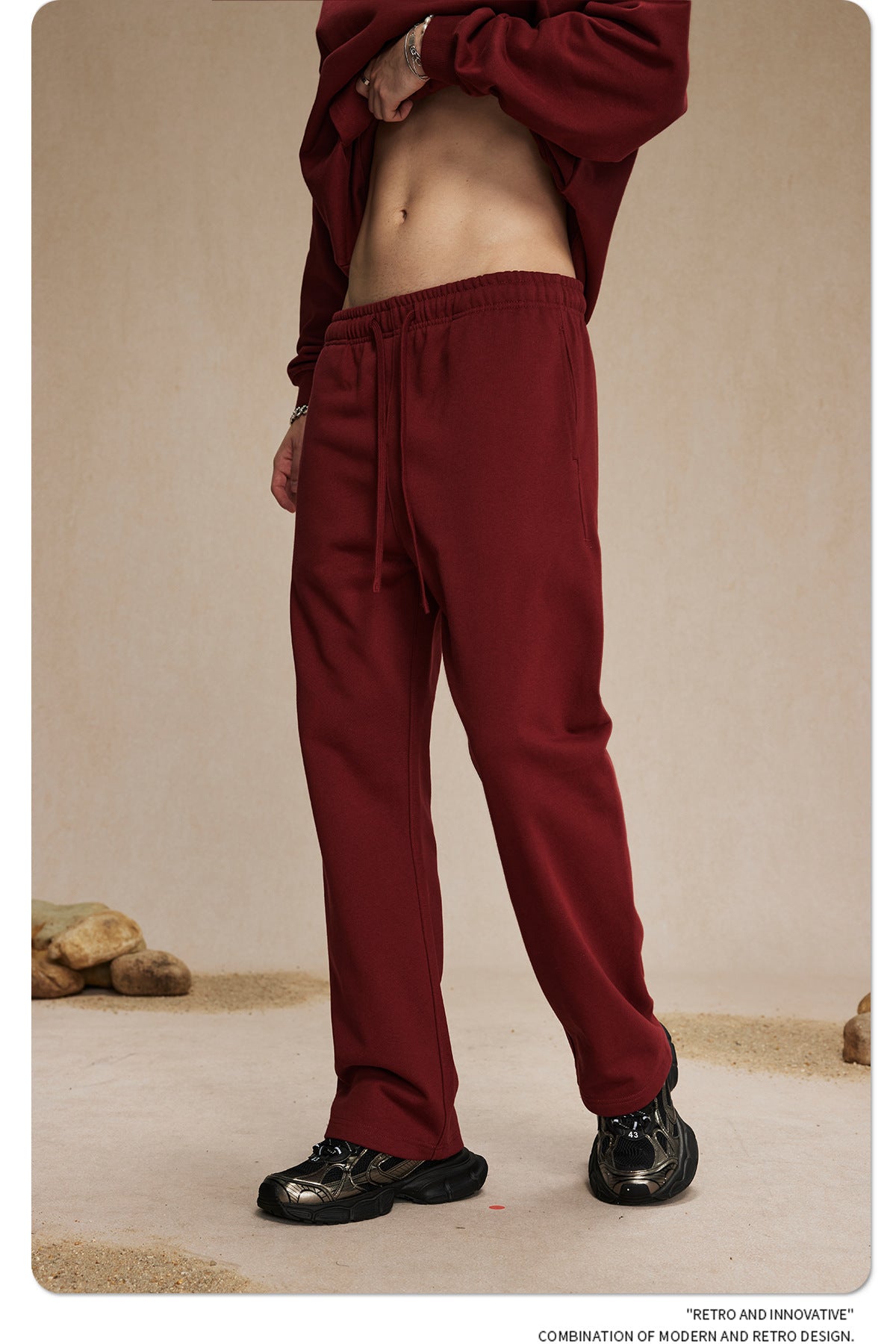 430g straight wool circle solid color pants loose sport