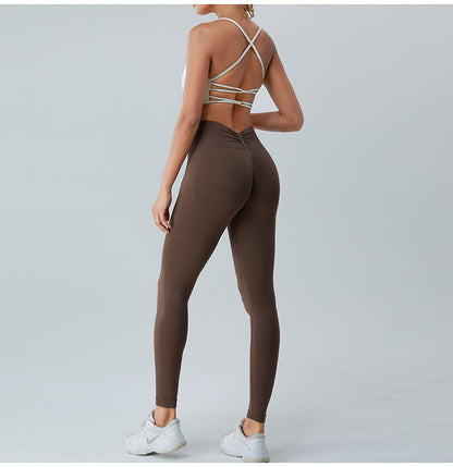 Peach butt lift seamless sports leggings high-waisted yoga suit set 5 colors