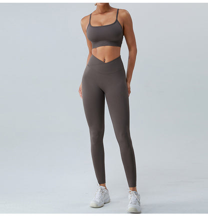 Peach butt lift seamless sports leggings high-waisted yoga suit set 5 colors