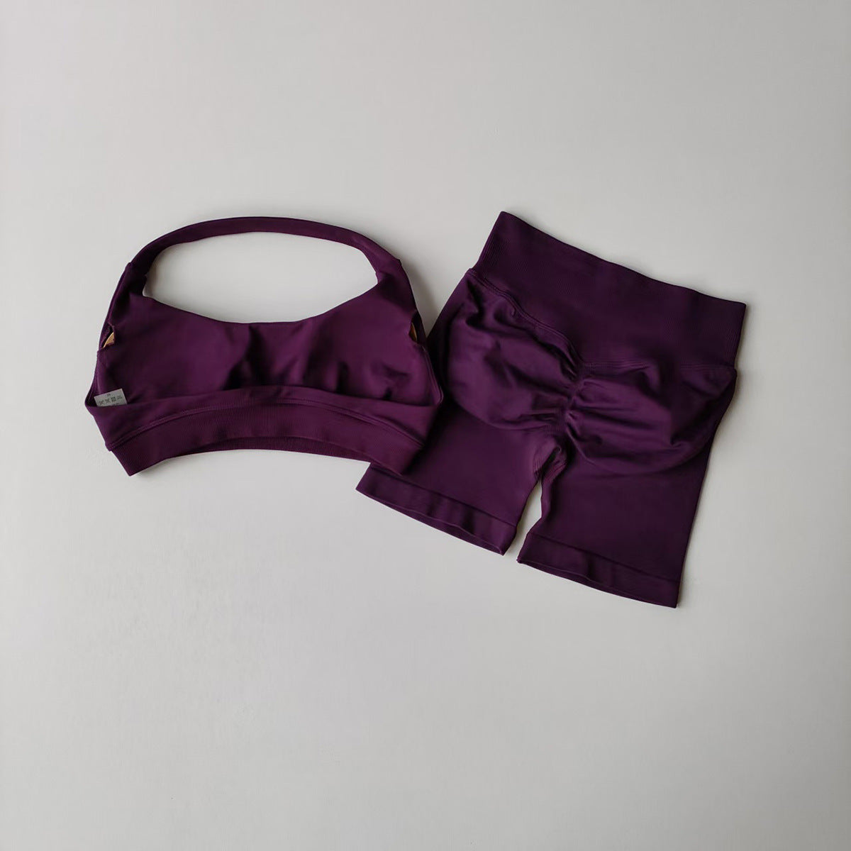 Women Halter Neck High Waist Yoga Tracksuit Slim Fitness Shorts Set