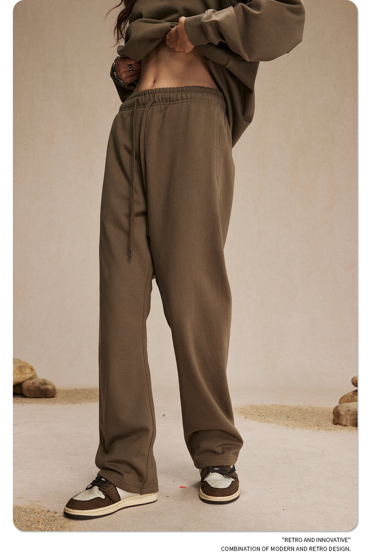 430g straight wool circle solid color pants loose sport