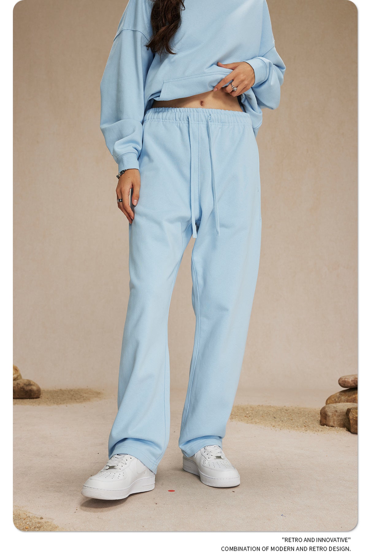 430g straight wool circle solid color pants loose sport