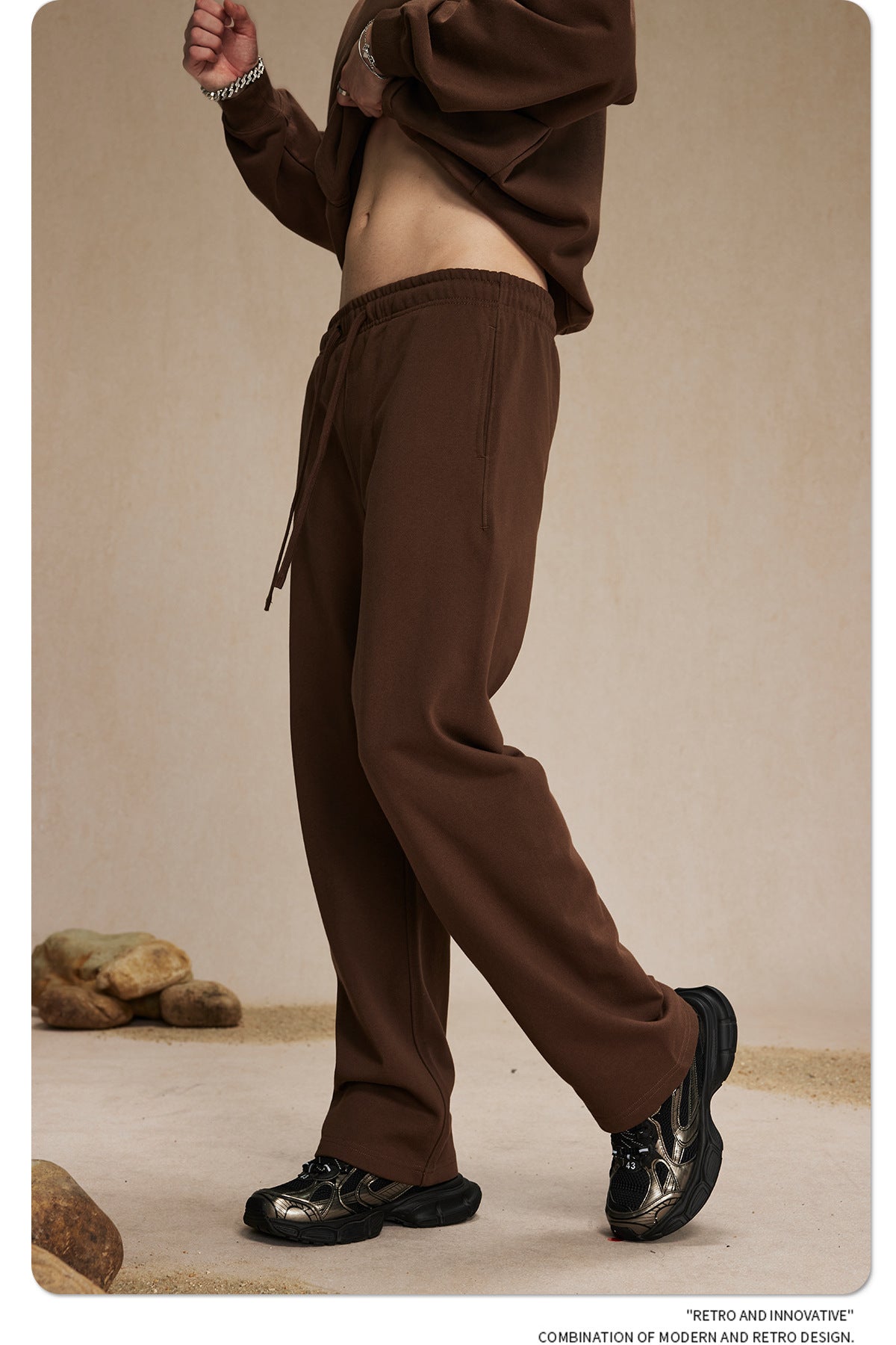 430g straight wool circle solid color pants loose sport