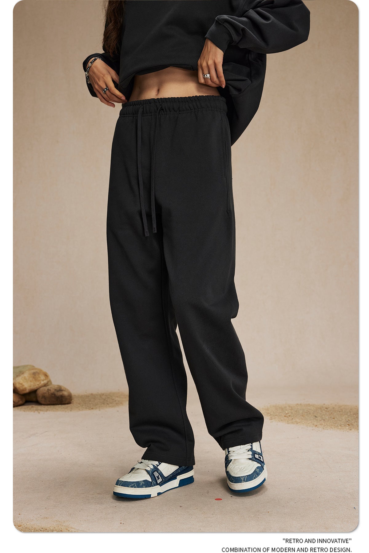 430g straight wool circle solid color pants loose sport