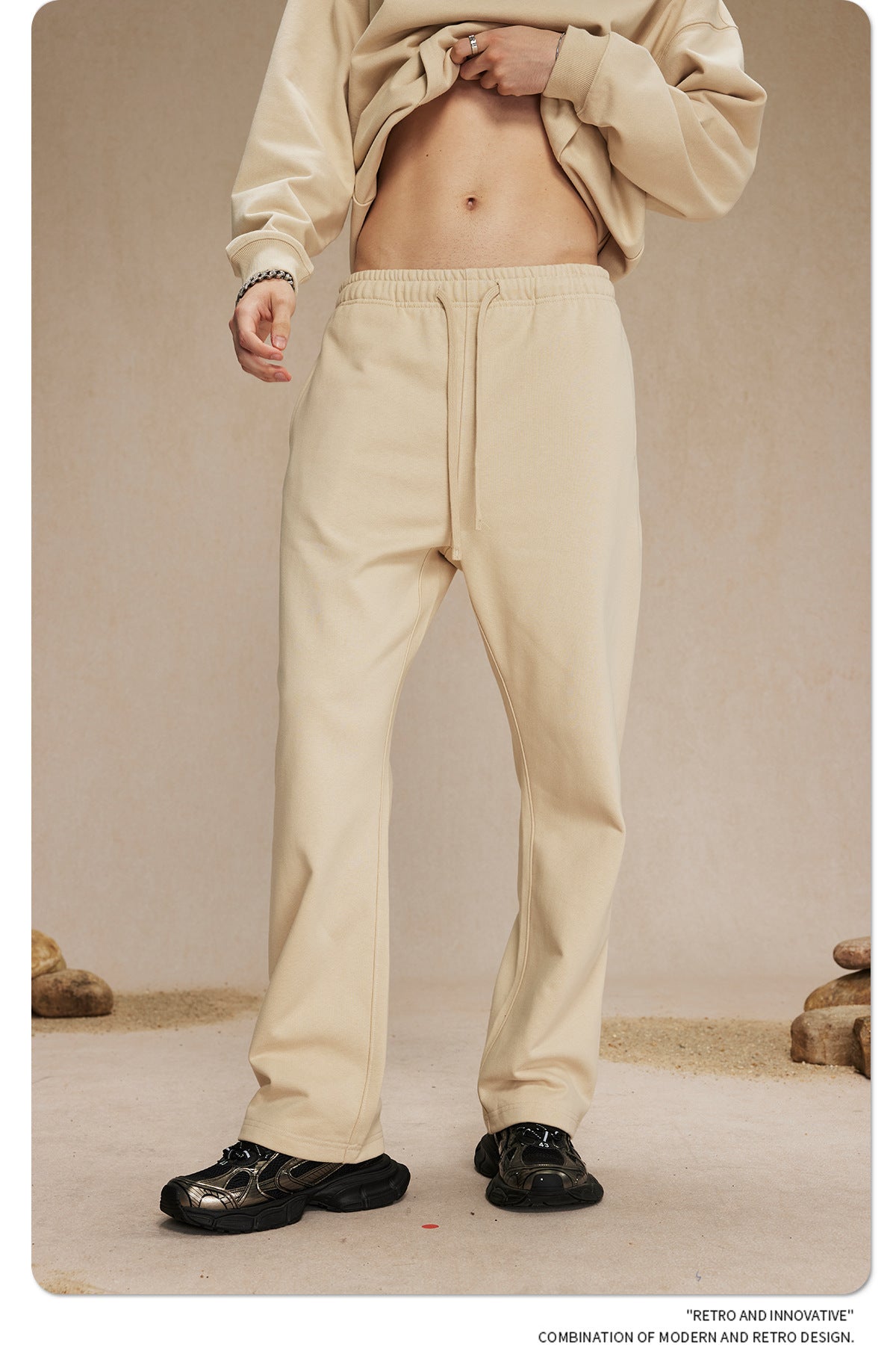 430g straight wool circle solid color pants loose sport
