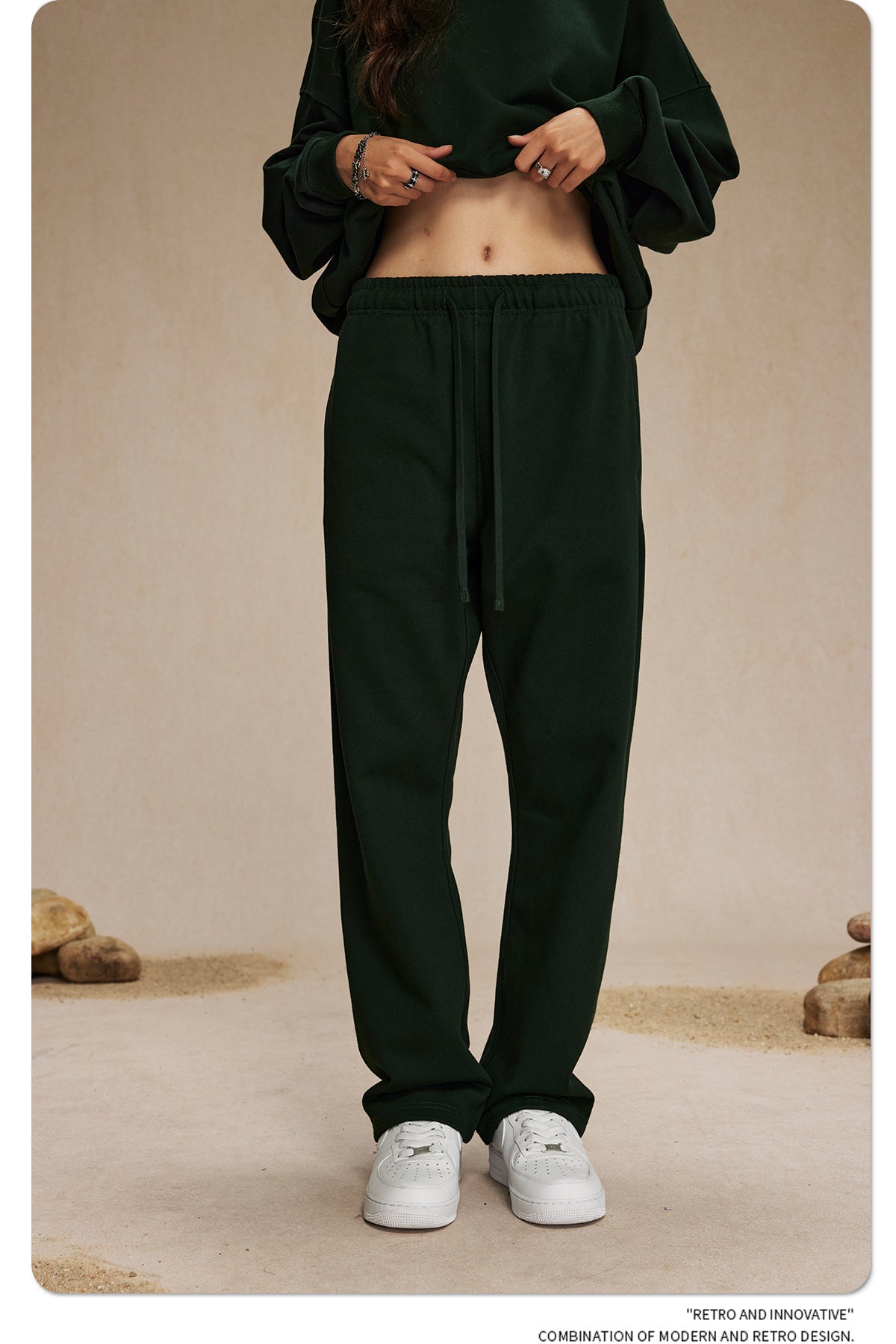 430g straight wool circle solid color pants loose sport