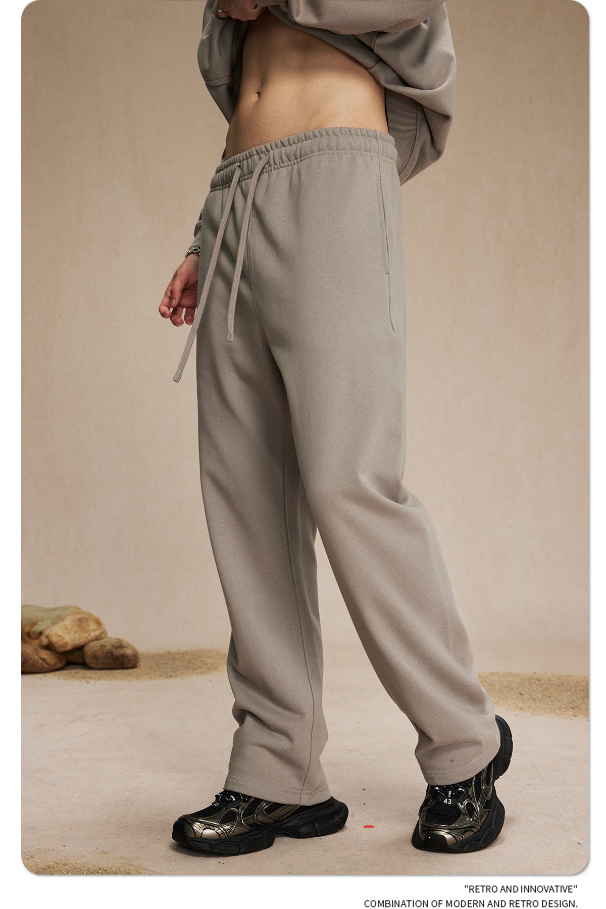 430g straight wool circle solid color pants loose sport