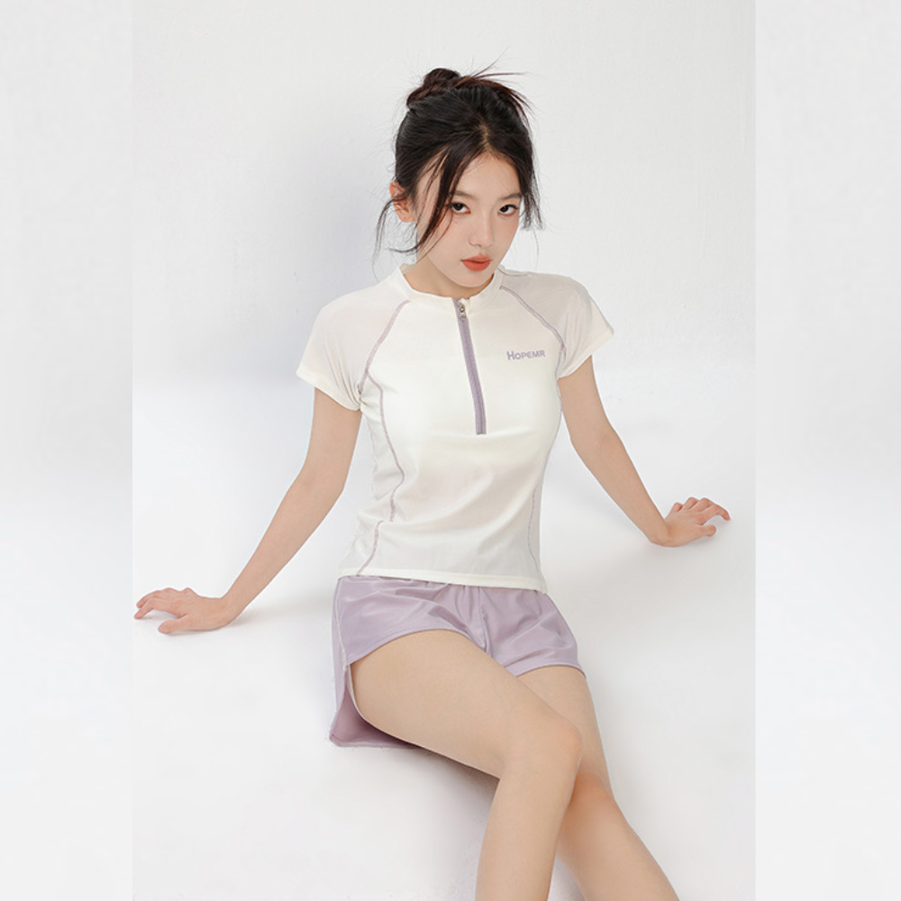 Split body sports girl conservative small fresh two piece beach hot spring resort swimsuit girl