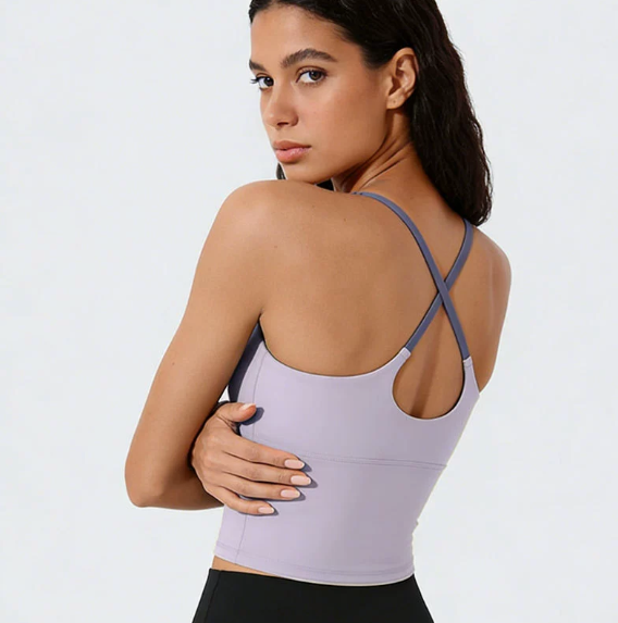 Nude Feel High Stretch Shockproof Fixed Cup Sports Bra