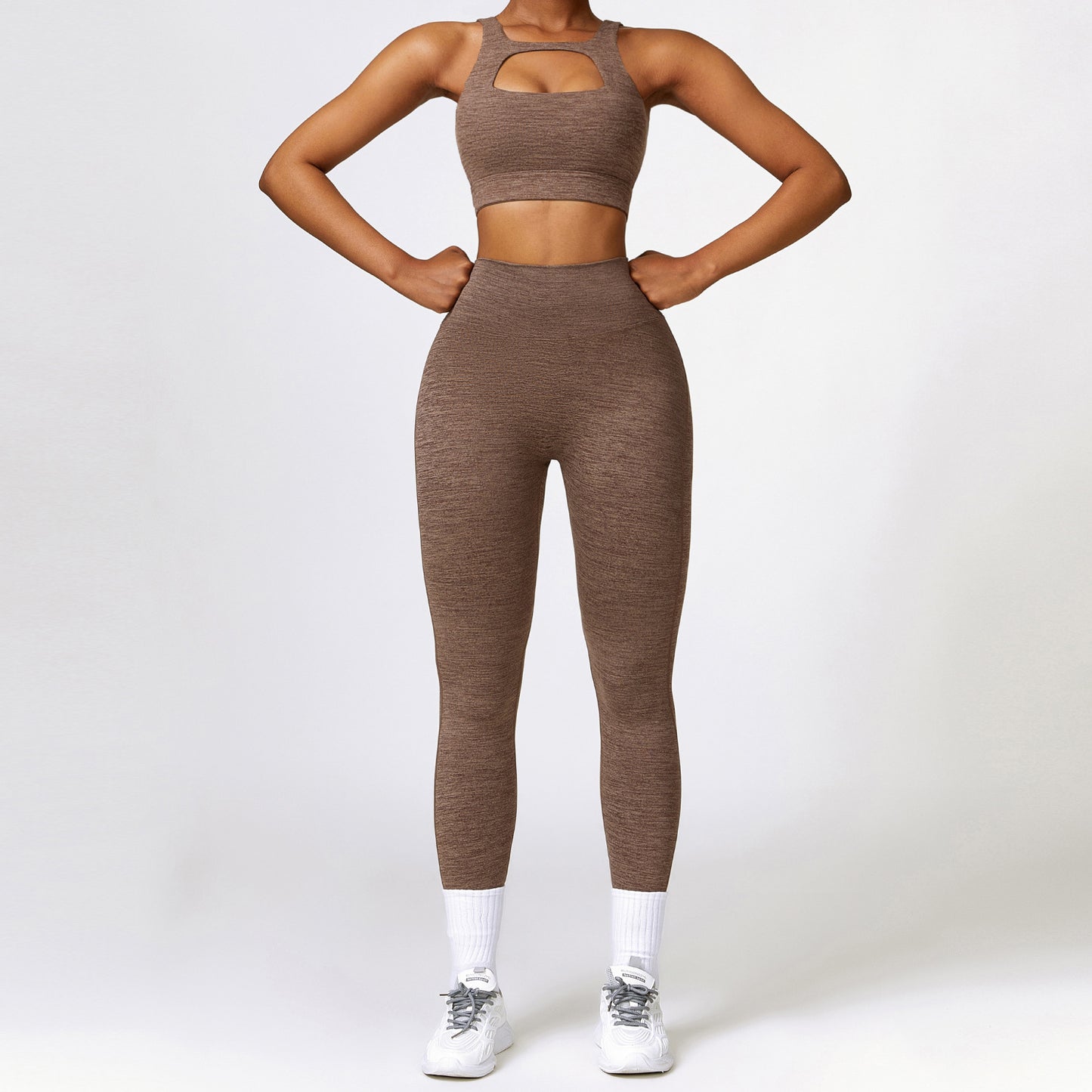Cationic wool breathable quick drying yoga set Fitness set 8335