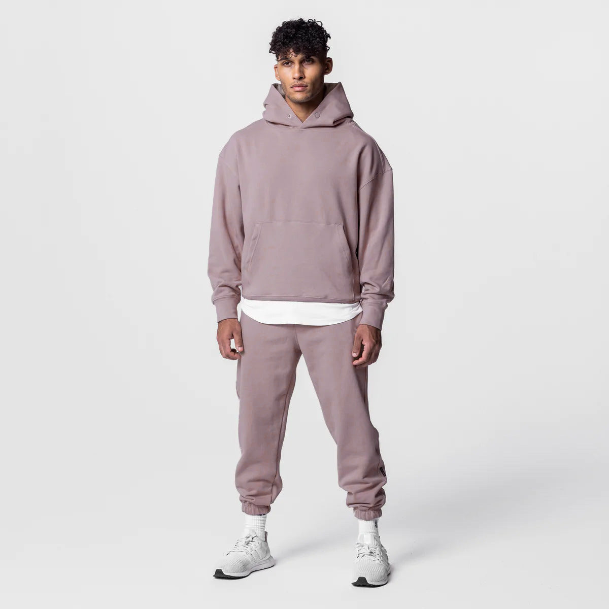 Casual hooded sweatshirt and sweatpants two-piece set 5color