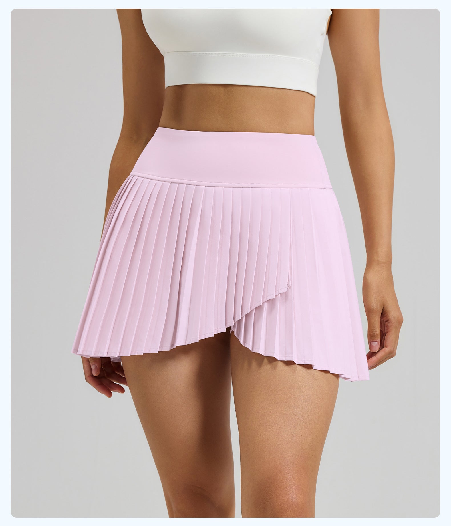 Summer Mock Two-Piece Split Pleated Sports Skirt, Women Anti-Chafing Tennis Skort with Pockets for Yoga & Fitness