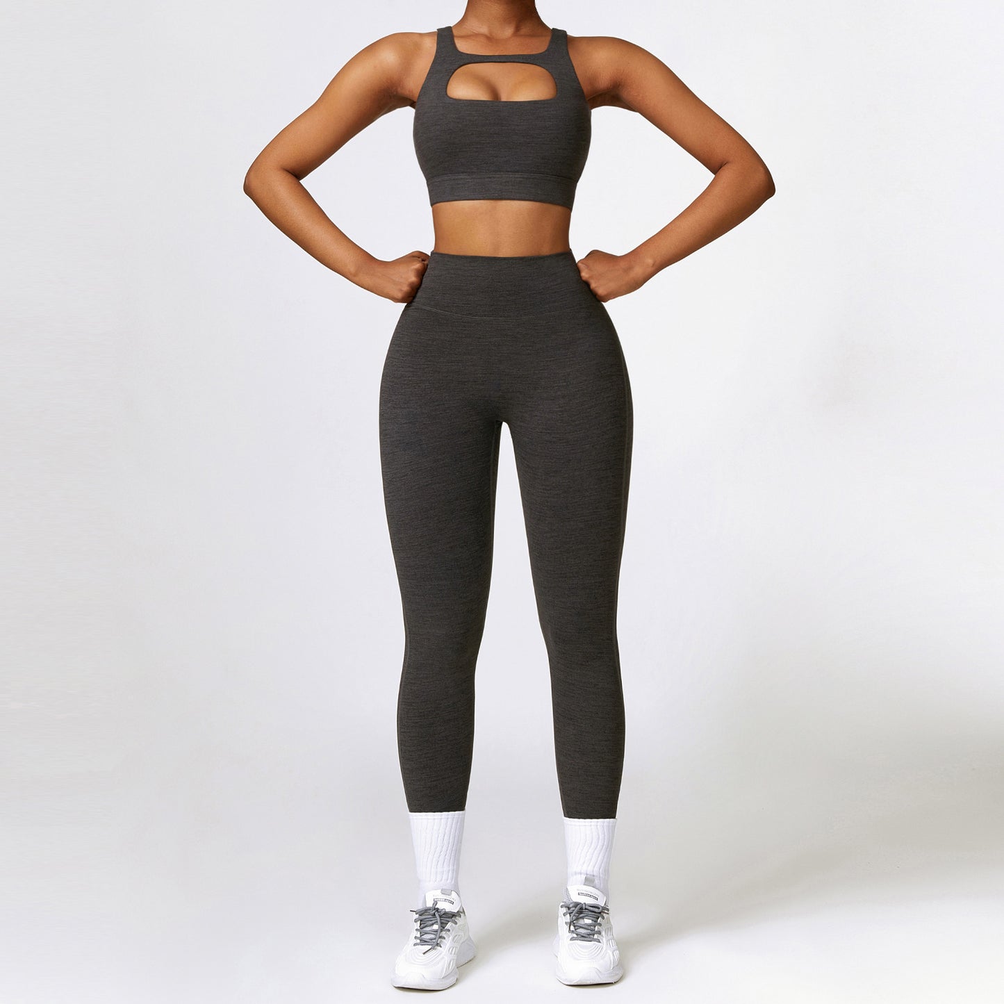 Cationic wool breathable quick drying yoga set Fitness set 8335