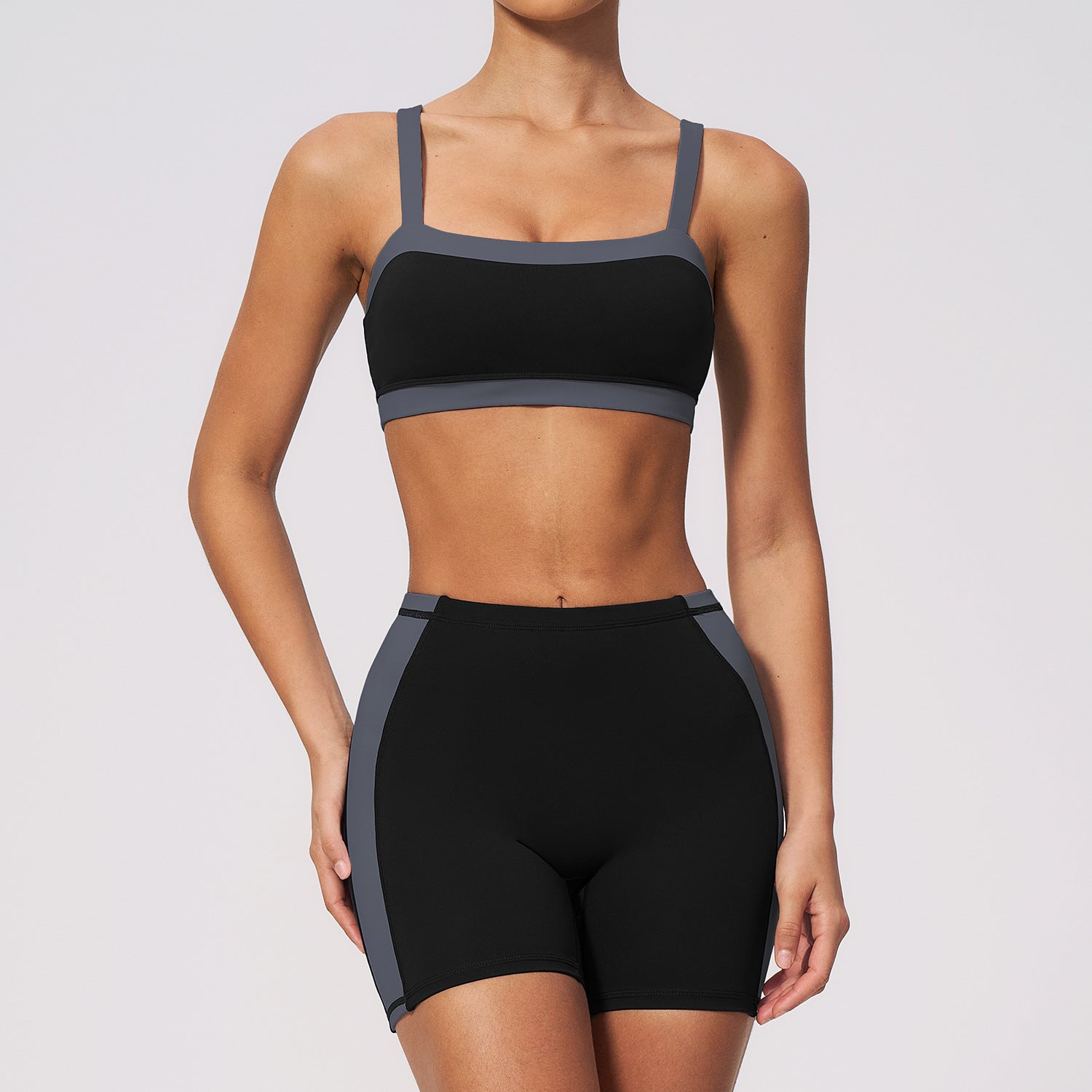 New Women Yoga Set with Built-in Padded Tank Top, High Waist Butt Lift Quick Dry Breathable Yoga Shorts