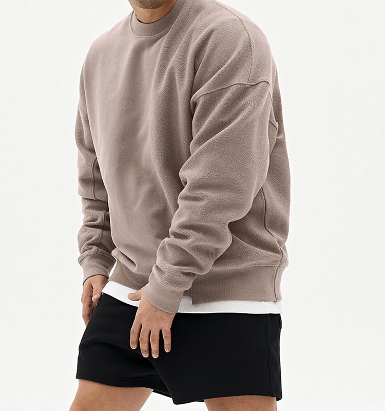 Crew-neck fur hoodie long-sleeved sport coat 4colors