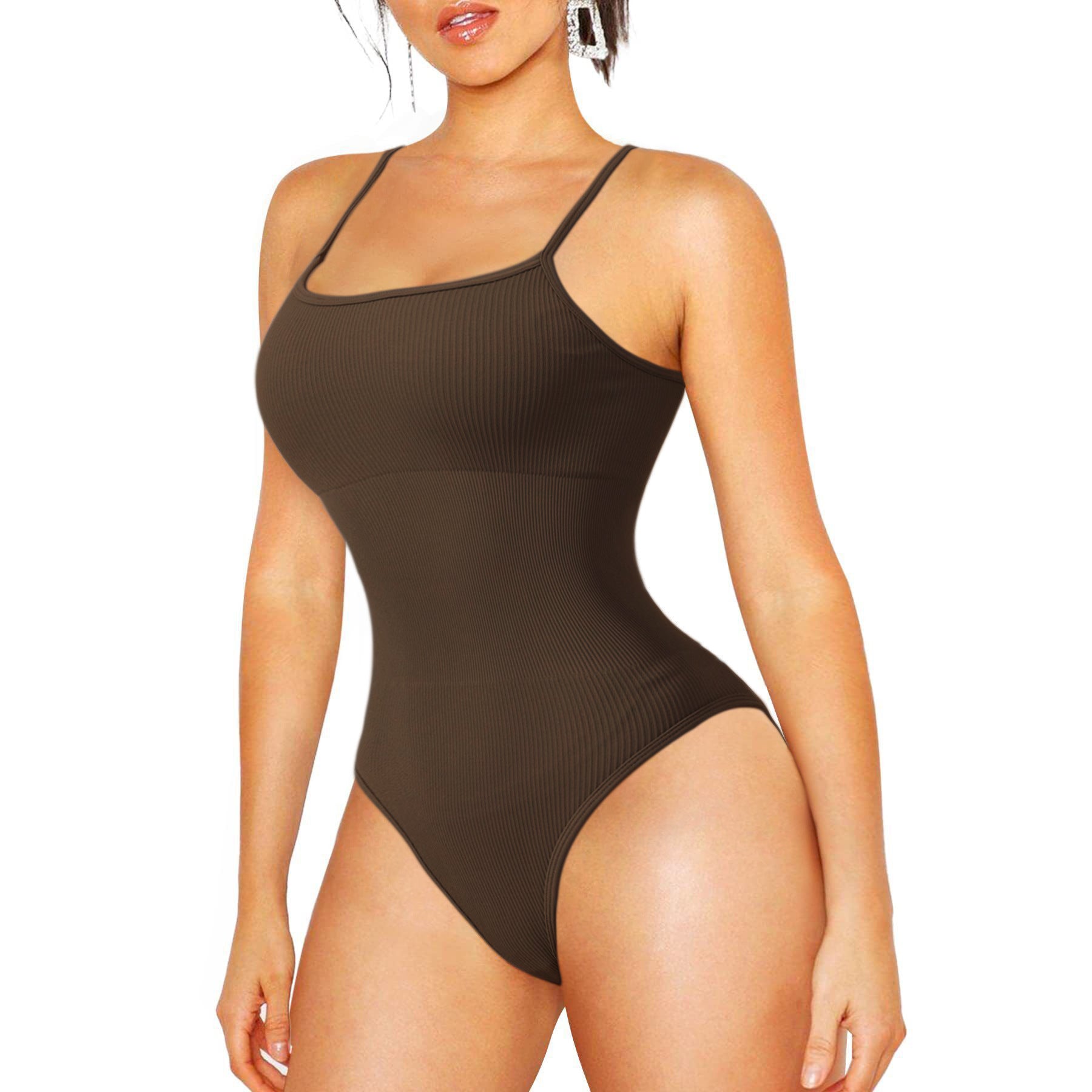 Seamless explosion square neck strap triangle onesie tight body yoga suit 4 colors