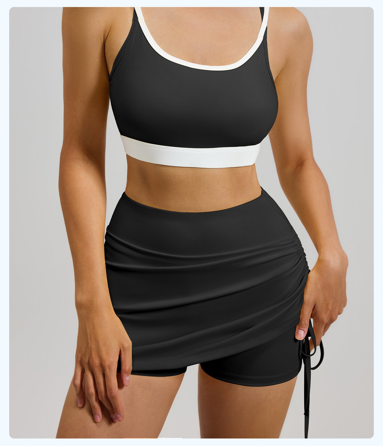 Ruffled High-Waist Sports Skort for Women, Anti-Chafing & Anti-Ride-Up, Fake Two-Piece Yoga Shorts for Running