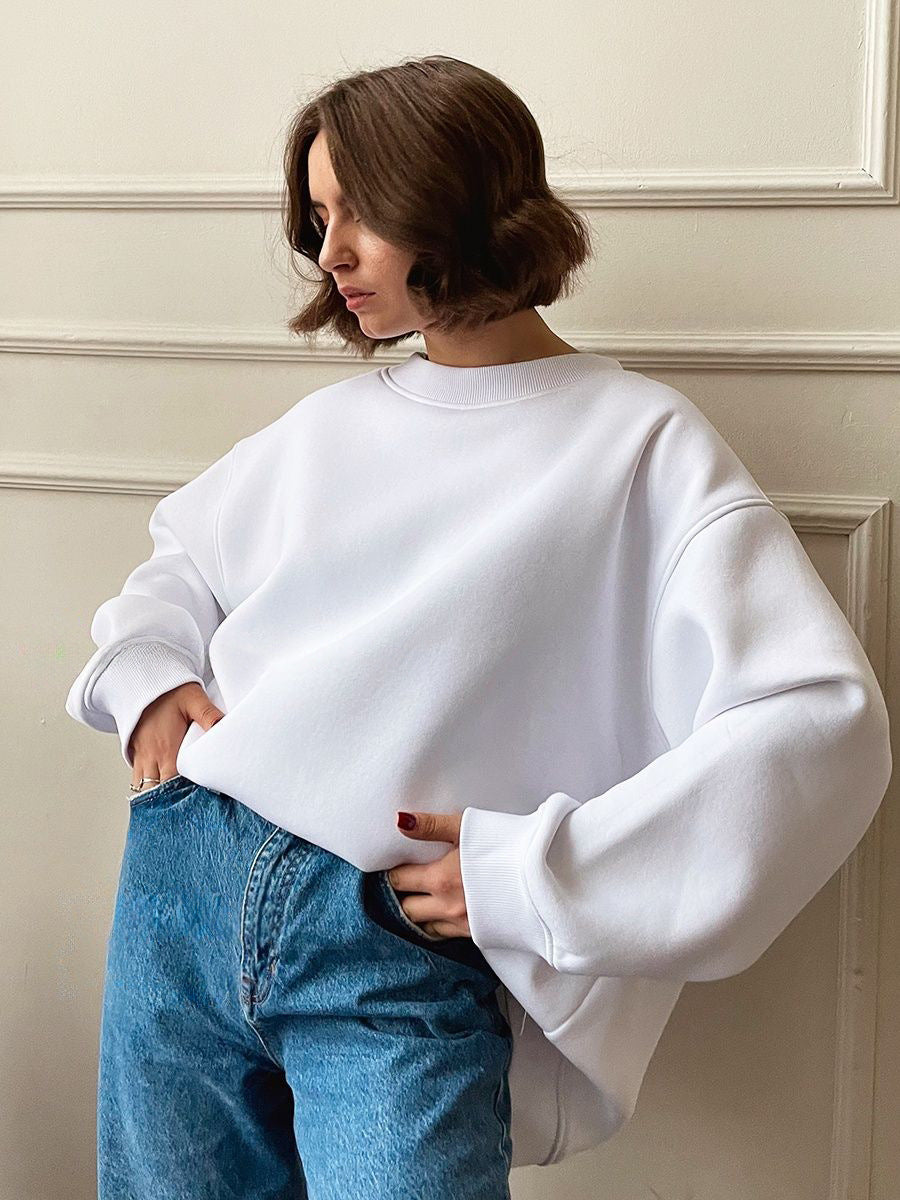 Solid color Oversize fleece jumper 14color