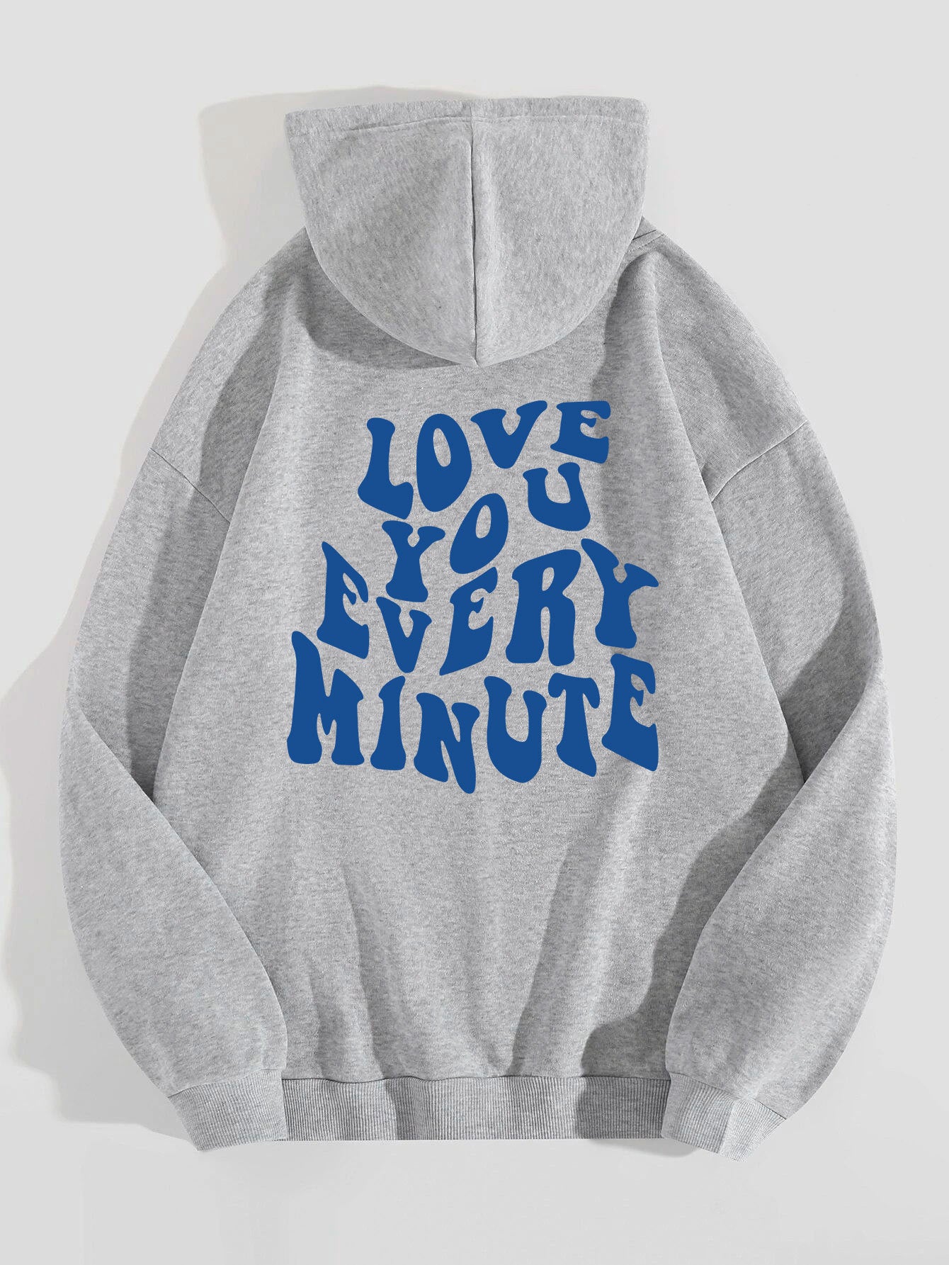 Fleece hoodie plain letter print pocket drawstring print hoodie