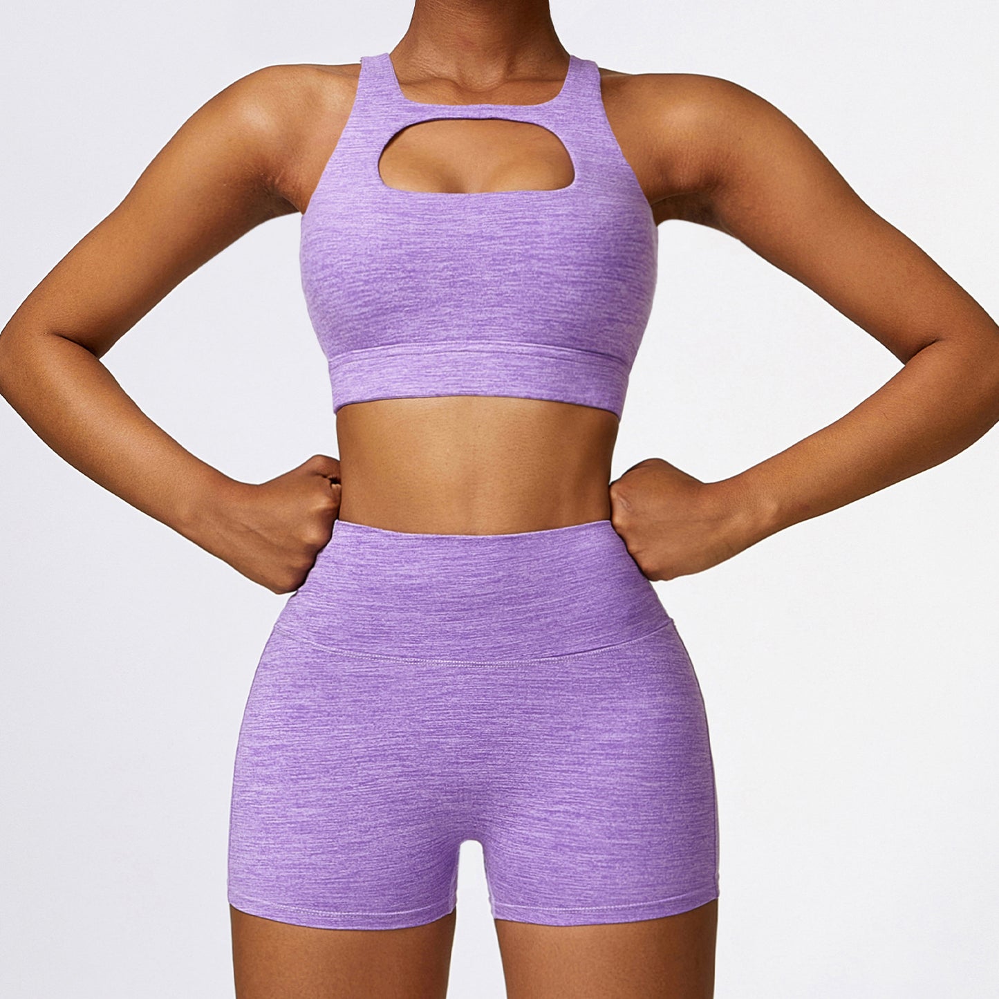 Cationic wool breathable quick drying yoga set Fitness set 8335