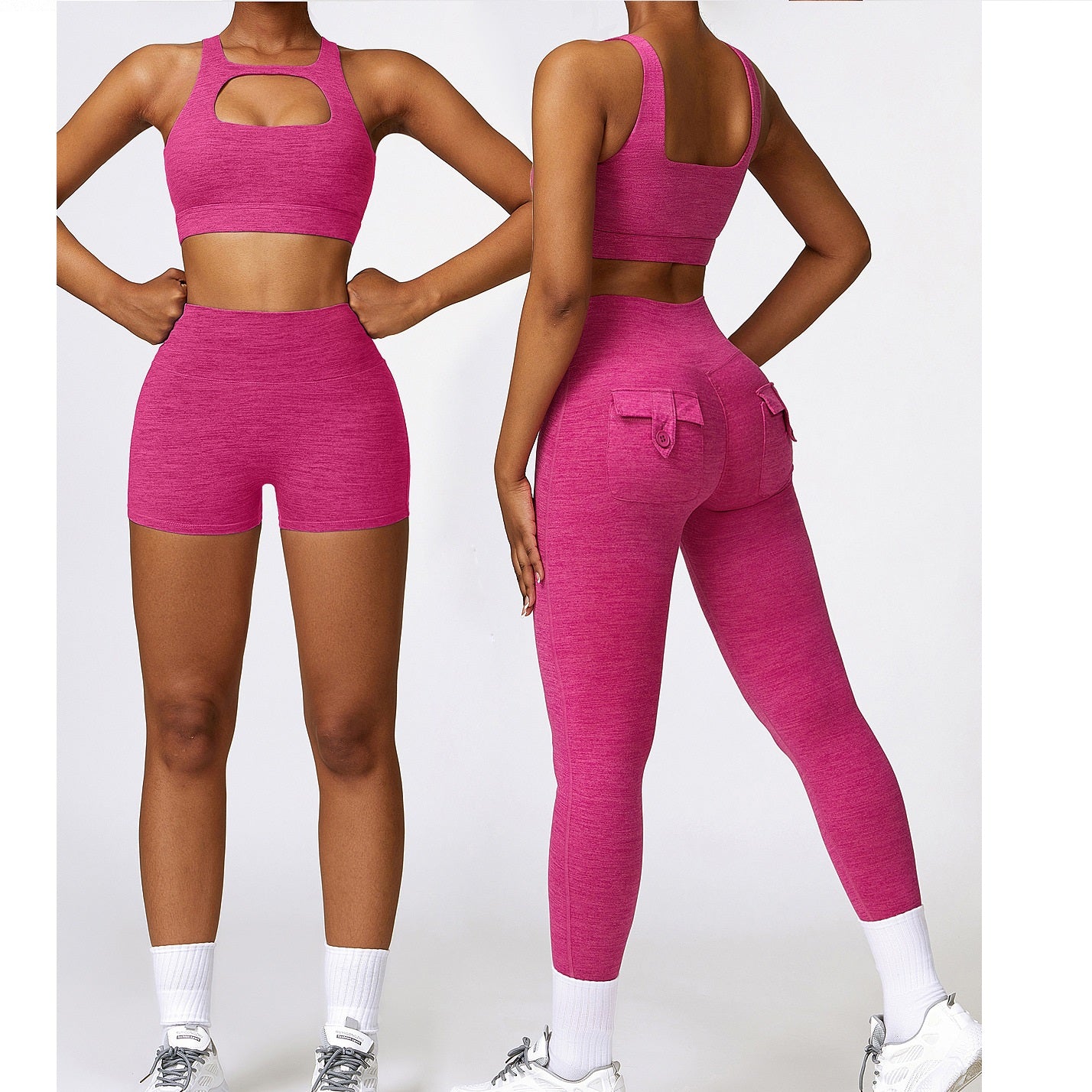 Cationic wool breathable quick drying yoga set Fitness set 8335