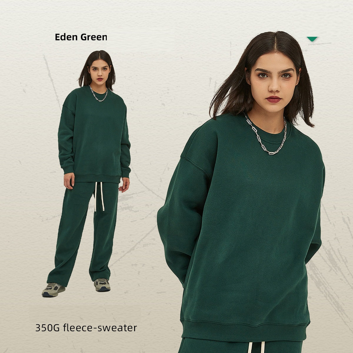 Autumn and winter 350g plus fleece thick loose round neck hoodie 12 color