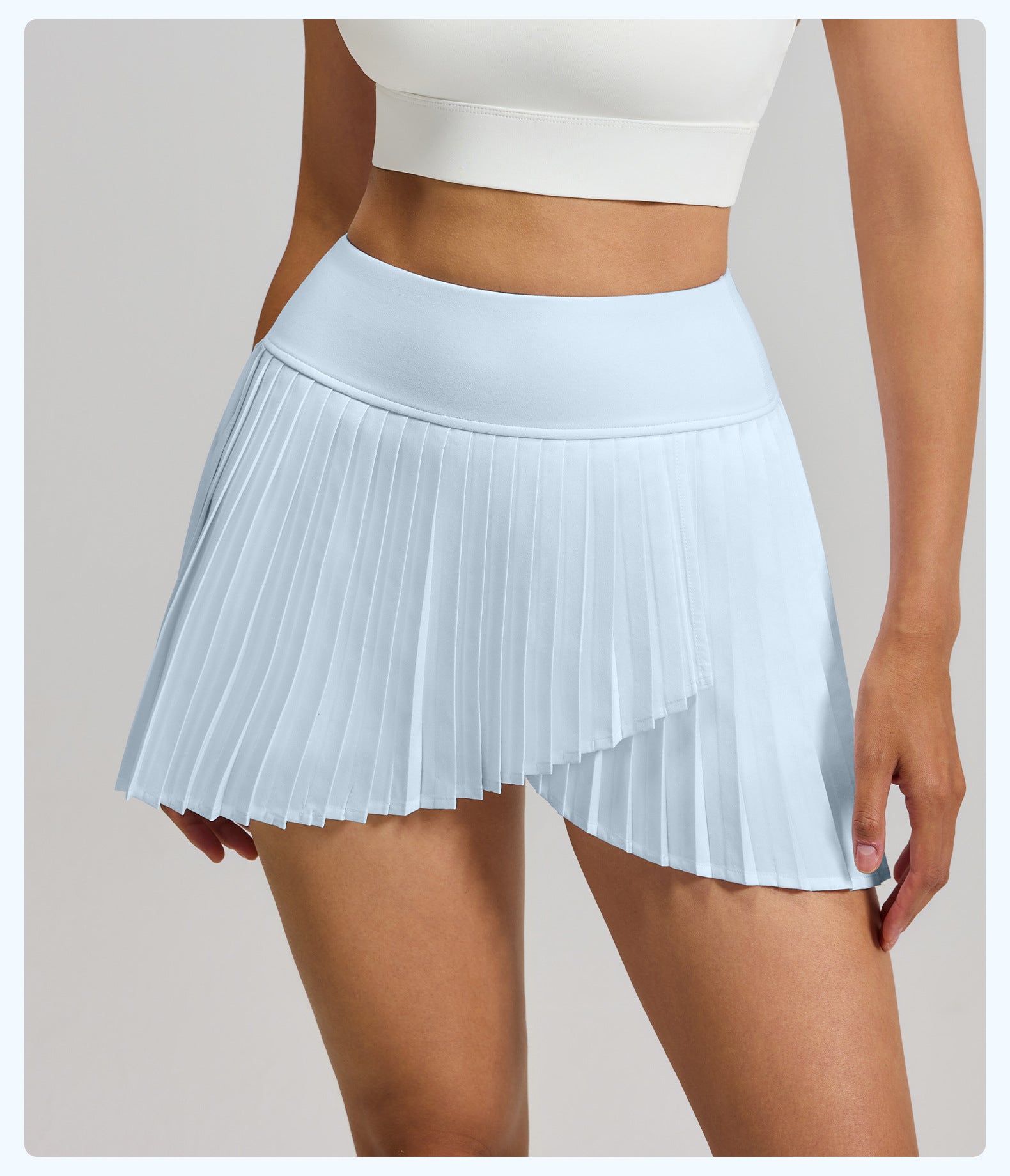 Summer Mock Two-Piece Split Pleated Sports Skirt, Women Anti-Chafing Tennis Skort with Pockets for Yoga & Fitness