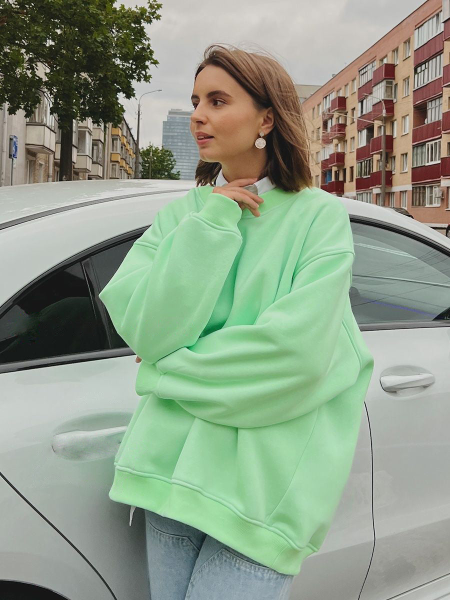 Solid color Oversize fleece jumper 14color