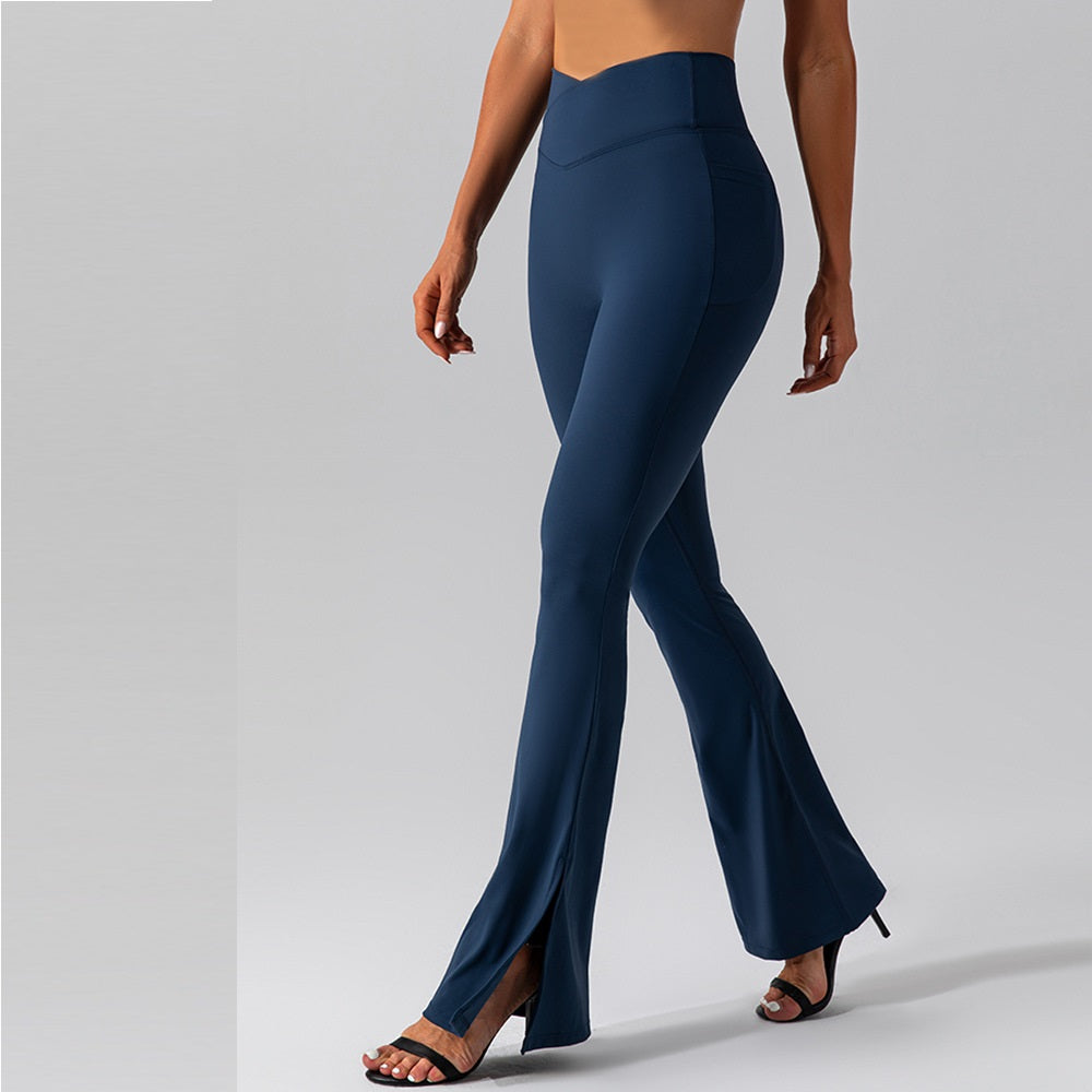 Cheap yoga  pants bell-bottom pants slit tight lean high-waisted hip-lifting pants 5 colors