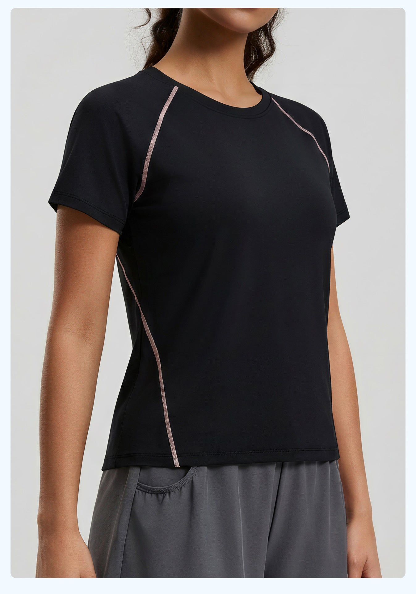 Summer crew-neck sports style slim yoga top female breathable loose all-match sports short-sleeved T-shirt